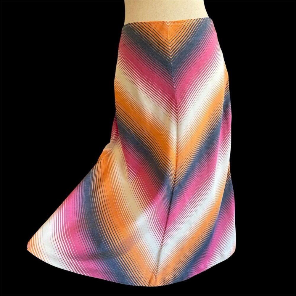Trina Turk Striped Midi Skirt 2 Atwater Village Boho Festival Hippie Colorful
